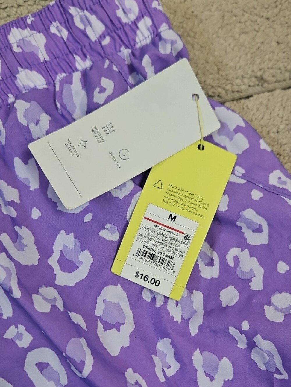 All in Motion Animal‎ Print Mid Rise Run Shorts in Purple Size Medium NWT - Picture 5 of 6